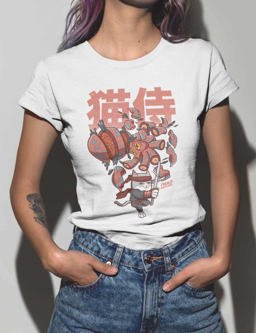 Catmere The Cat Samurai Oppitunnit Naisten T-Paita